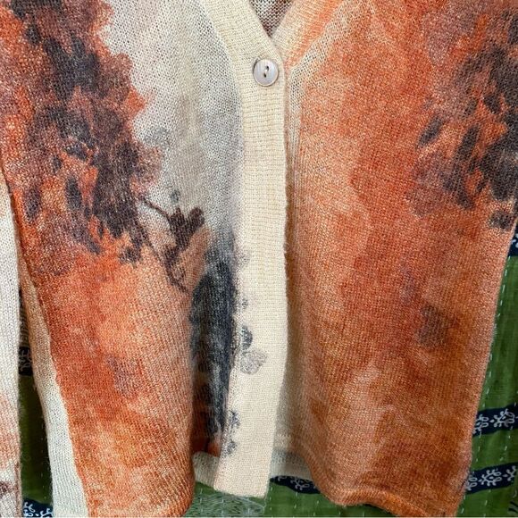 Coldwater Creek Painted Autumn Wool Blend Cardigan Size Small - Picture 6 of 13